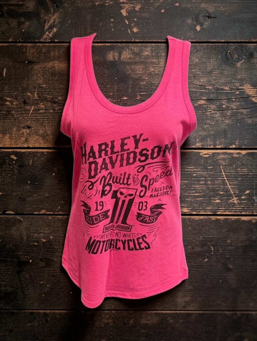 Ukes Harley-Davidson Women's Low Rida Scoop Neck Tank Top Sz XL PINK